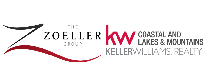 KW Coastal and Lakes & Mountains Keller Williams Realty logo with red, black, gray, and white text and design elements